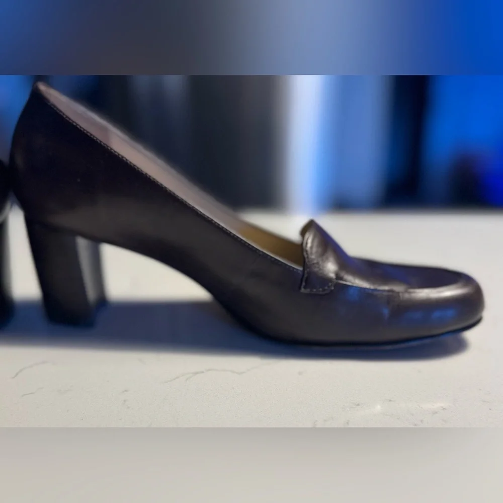ANTONIO MELANI Dark Brown Women's Loafers 2 inch heel size 6 1/2 M